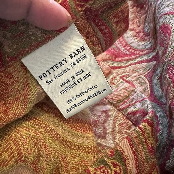 Pottery Barn Paisley Table Runner Decor 18”x108” - Picture 4 of 4